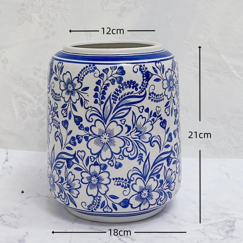 青花瓷客厅仿真花餐桌插花摆件花艺装饰蝴蝶兰陶瓷花盆新中式国风
