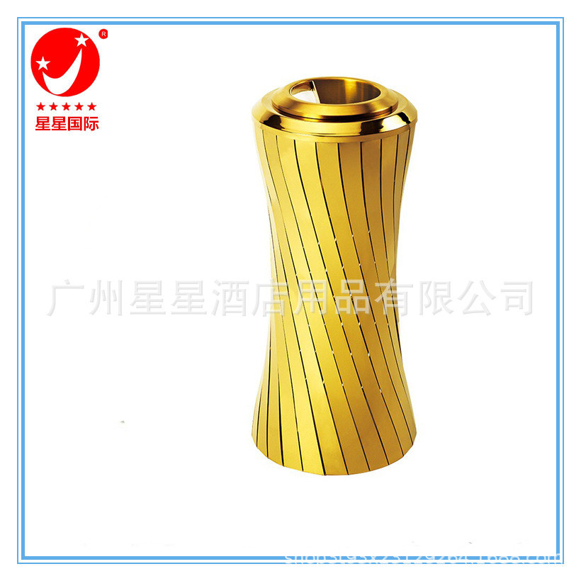 厂家批发时尚小蛮腰座地烟灰桶金属高档果皮桶豪华不锈钢垃圾桶