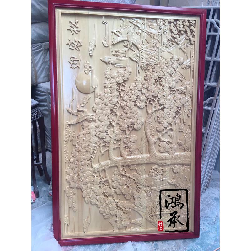 东阳木雕手工雕花中式背景墙镂空隔断玄关屏风实木仿古雕刻