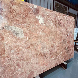 烟雨粉天然大理石餐桌面板茶几台面卫生间别墅背景墙奢石摆件石材