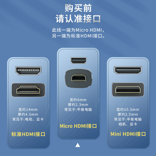 斯格micro hdmi转hdmi线2.1版8K微型头转高清线极细柔软相机线