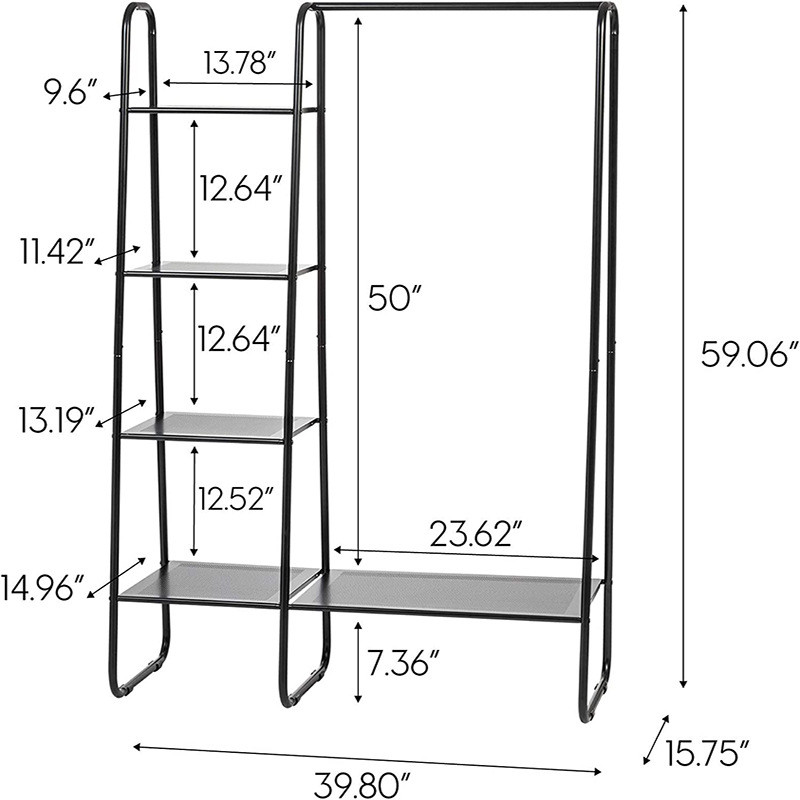 简约直供晾衣架多层铁质置物收纳单杆室内厂家落地挂衣架家用黑色