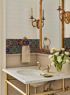 funlife深色曼陀罗加厚瓷砖贴厨房洗手台面防水防污装饰kts053