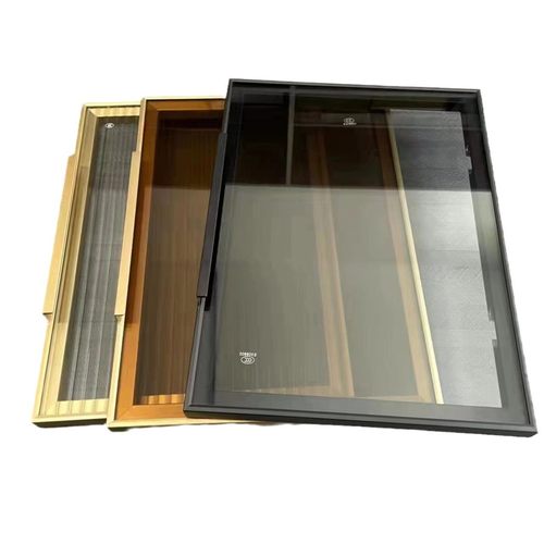 定制窄边钢化玻璃柜门衣柜酒柜极窄平开门家装柜体门板铝合金