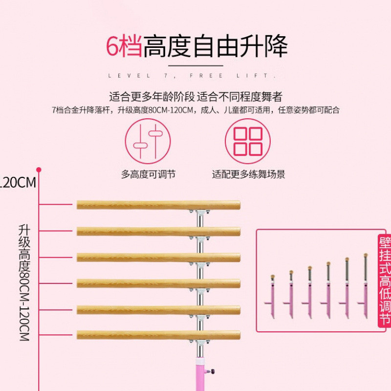 dh舞蹈把杆训练移动式双层升降家用舞蹈房可儿童成人专业练功压腿