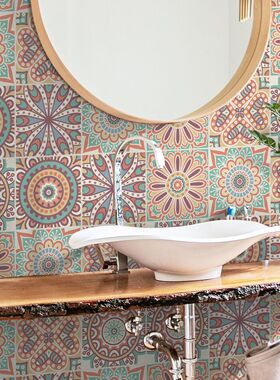 funlife印度风曼陀罗地贴加厚瓷砖贴阳台布置防水耐磨图案kts061