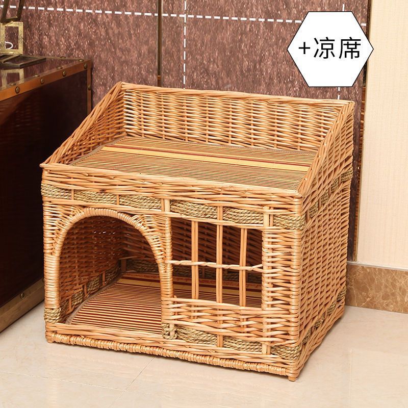 封闭式猫窝猫窝四季通用藤编猫屋猫别墅房子夏季网红猫咪窝宠物窝