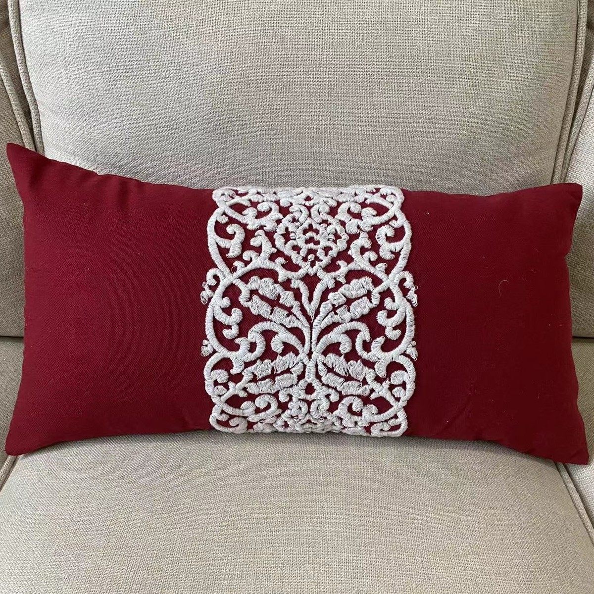 新年棉麻靠枕沙发客厅靠垫套抱枕长方形腰枕圣诞靠背抱枕套不含枕