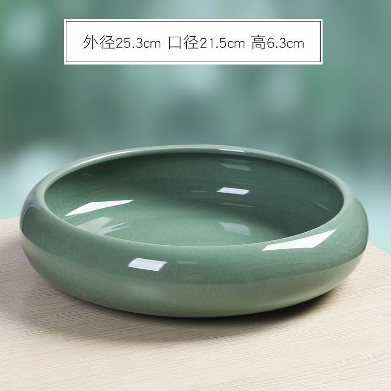 热销哥窑水仙花盆陶瓷大号古典水培无孔铜钱草绿萝一叶莲碗莲睡莲