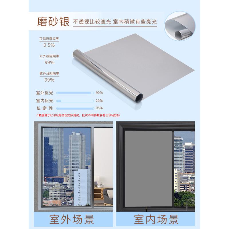 M阳光房阳台玻璃遮光防晒隔热膜家用遮阳窗纸房顶防太阳光窗户贴Q