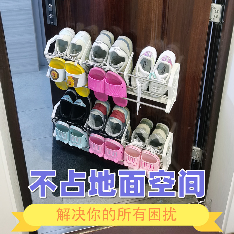 门上粘贴磁力小户型门口置物鞋柜省空间门后简易多层小鞋架