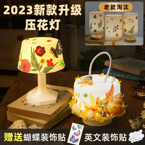 压花台灯diy材料礼物手工沙龙团建干花小夜灯中秋节