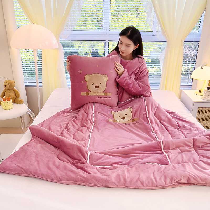 可穿加厚保暖水晶被抱枕被子两用午睡懒人绒可水洗二合一抱枕批发