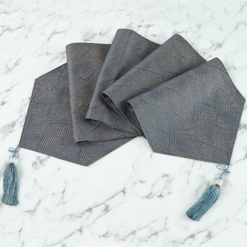 美欧式ins餐桌布艺桌旗简约现代中式古典床旗电视柜蓝色玄关柜旗