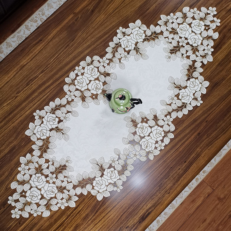 bg54批发中式欧式布艺巾桌布茶几绣花桌旗桌垫镂空盖巾餐垫餐桌桌