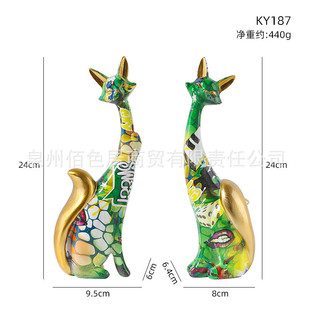 饰树脂 水转印狐狸创意摆件热销北欧风工艺品家居橱窗客厅桌面装