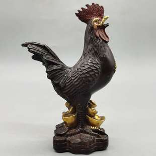 饰铜鸡金属工艺品 鎏金纯铜公鸡摆件生肖金钱鸡家居装