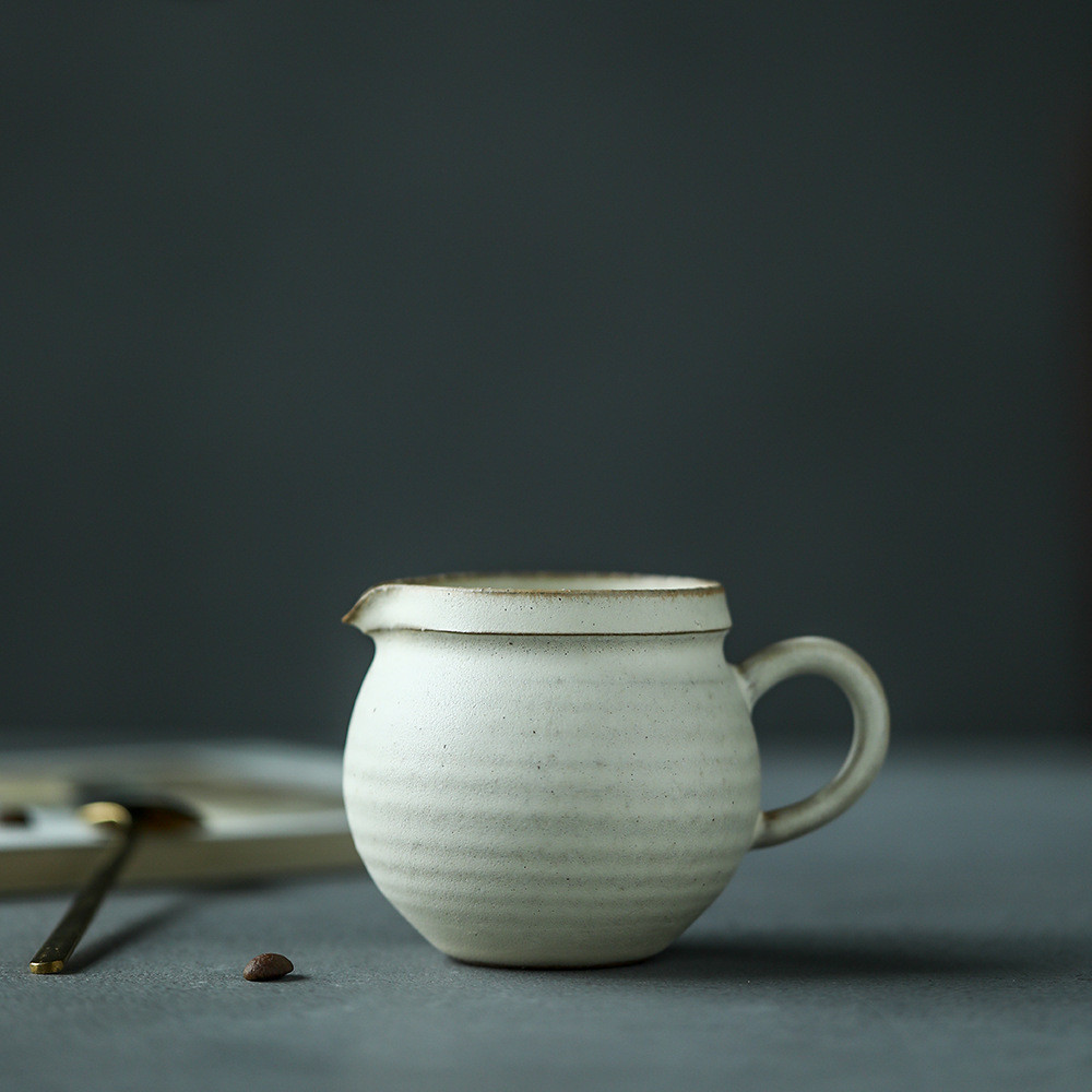 热销晴茶具纯手作粉引茶壶柴烧壶日式复古手抓壶分享杯粗陶茶壶先