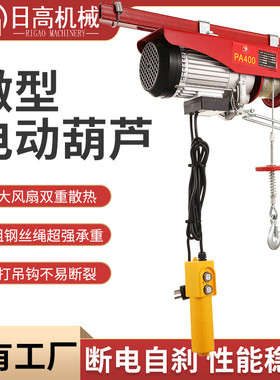 批发pa300遥控微型电动葫芦小吊机提升机家用220v钢丝绳起重小型
