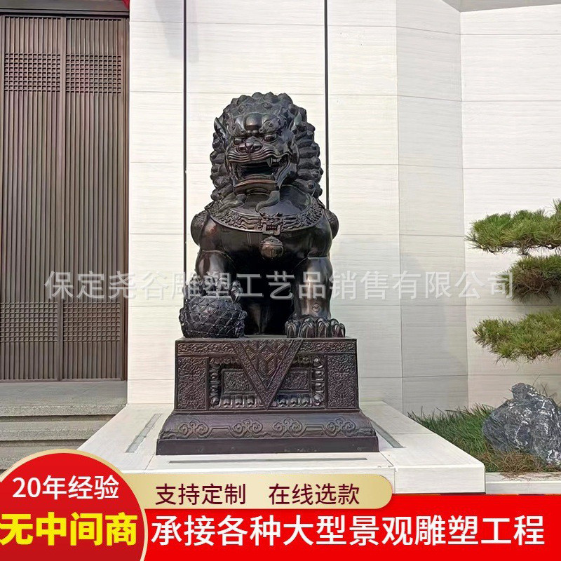 热销大型纯铜铸造宫门狮汇丰狮铜狮子招财办公室狮子铜狮子门口摆