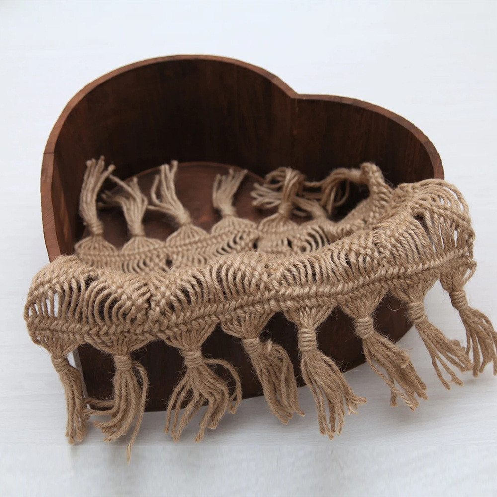 创意木质心形新生儿拍照道具心形筐子道具摄影棚爱心木盆辅助道具