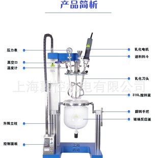 实验室小型搅拌机真空玻璃真空乳化机带加热实验均质机聚合釜