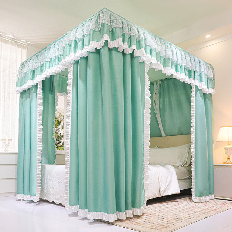 热销cb#新款双层防蚊遮光蚊帐遮光床帘床幔落地罩加密加高加粗家