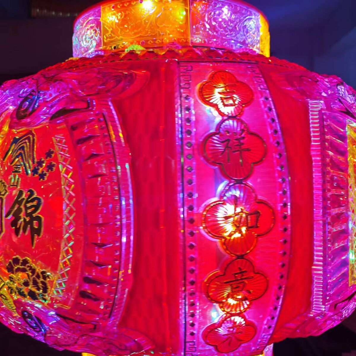新款旋转灯笼led七彩一对走马灯阳台大门口宫灯挂饰新年装饰批发