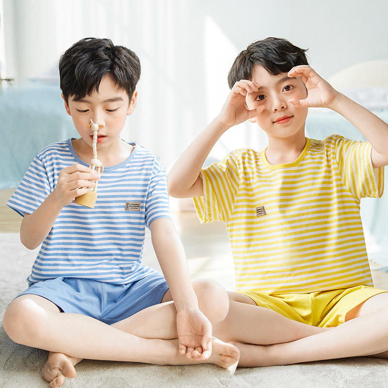 2025新款韩版童装儿童睡衣夏季纯棉男童家居服套装两件套一件代发