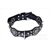 油皮批发宠物用品牛皮波形颈圈厂家狗项圈金毛拉布拉多可牵型项圈