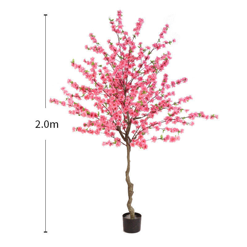 仿真桃花假树盆栽客厅摆设装饰桃树花落地室内树假塑料植物景观树