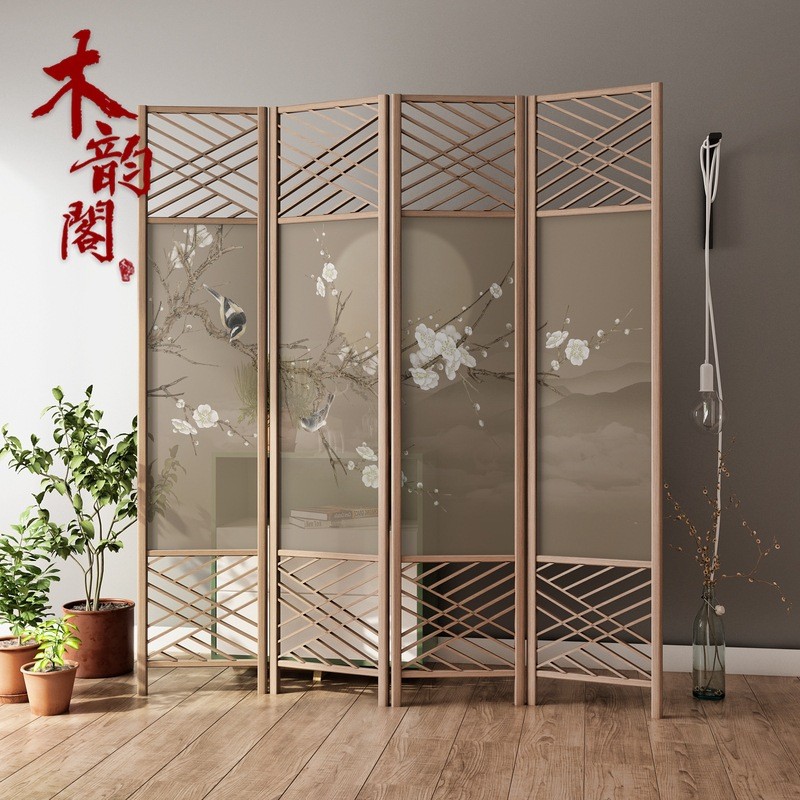 新中式屏风隔断客厅简约现代玄关布艺卧室遮挡家用折叠移动折屏
