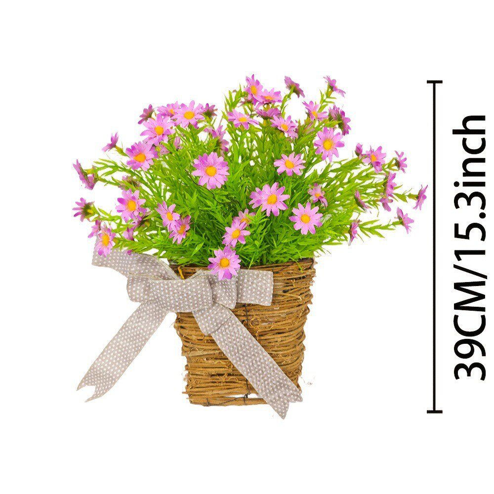 春夏季花环壁挂藤筐花环仿真花卉前门窗户农舍假日家居装饰品