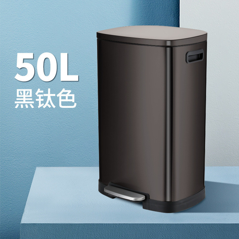 大号50户外不锈钢垃圾桶办公室静音单桶家用厨房升室内脚踩