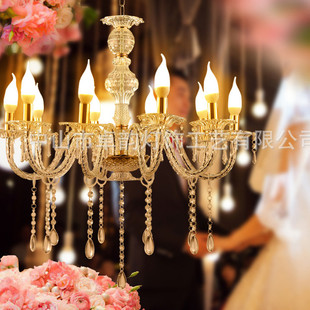 婚庆道具经典婚礼现场宴会厅布置灯饰酒店舞台仪式水晶吊灯装饰区