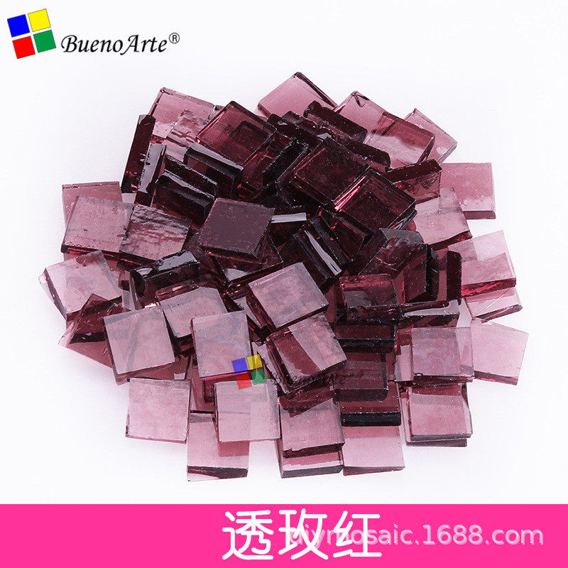 方形云母红橙黄玻璃马赛克美院美术拼画diy手工烛台壁画用材料