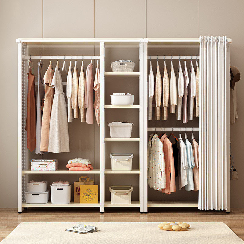 热销鹫衣帽架落地卧室防尘框架组装简易钢架开放式金属挂衣架