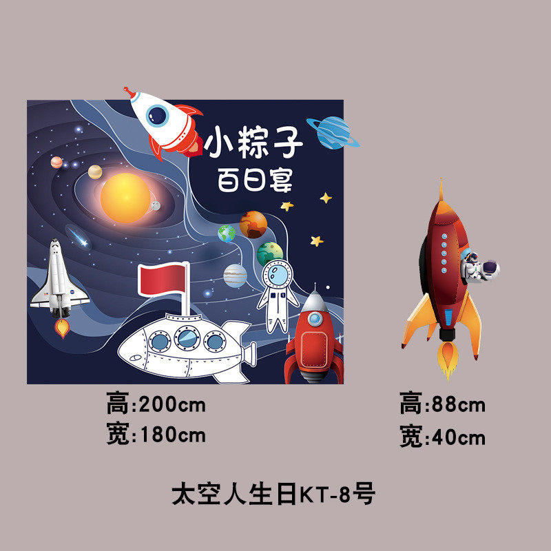 女宝宝生日布置男孩网红卡通单kt板背景墙女宝抓阄周岁宴气球装饰