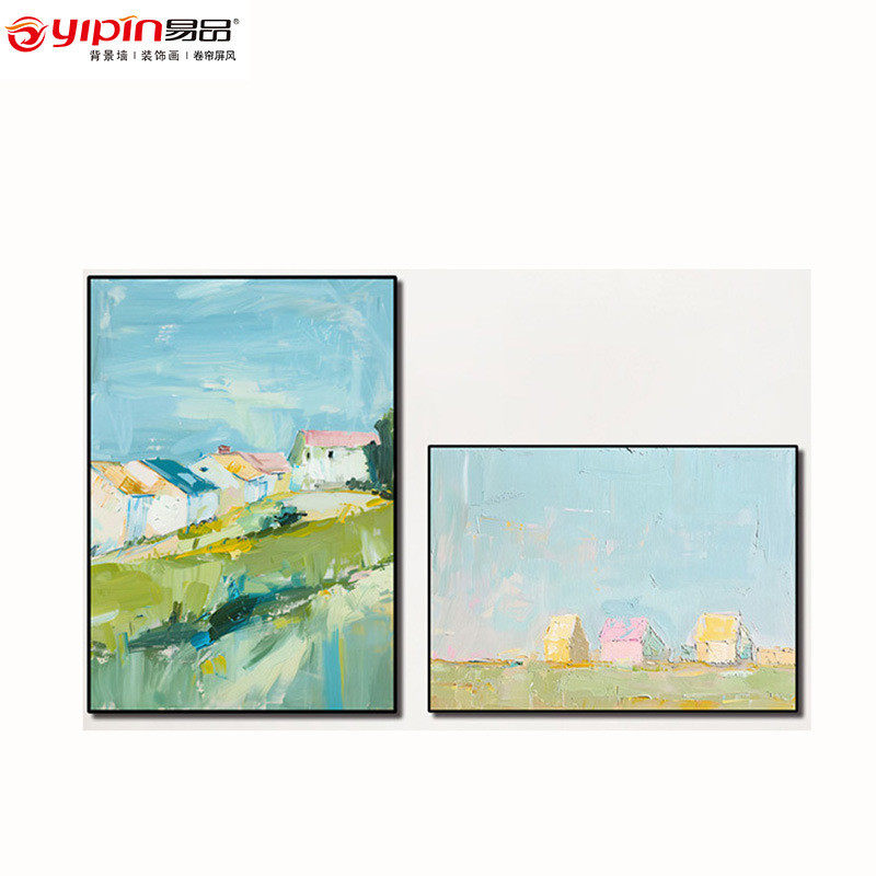 现代轻奢落地抽象极简沙发背景墙挂画客厅装饰画色块油画批发