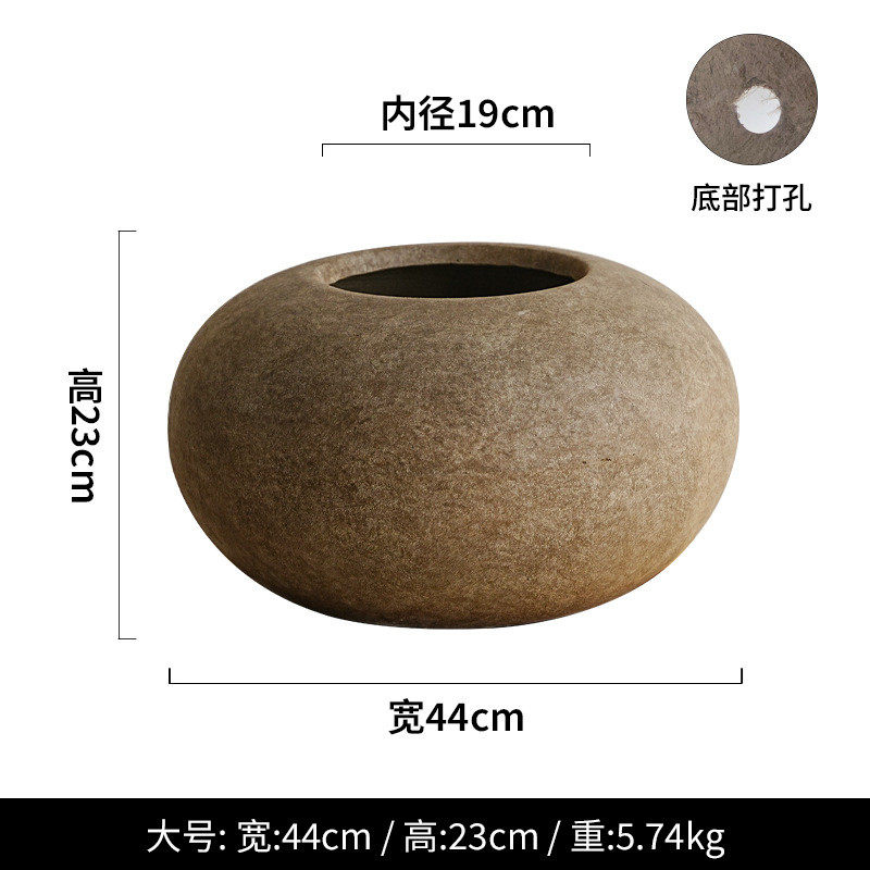 简约创意椭圆形镁泥花盆室内阳台插花装饰花器客厅绿植盆栽摆设