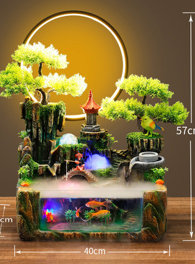 厂家货源高山流水摆件灯循环圈玻璃鱼缸室内假山喷泉客厅装饰摆件