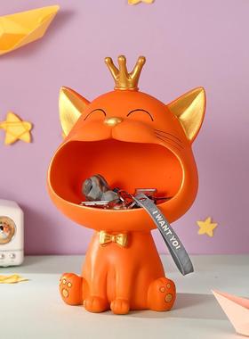 招财猫钥匙收纳摆件轻奢进门玄关入户鞋柜茶几客厅家居装饰品布置