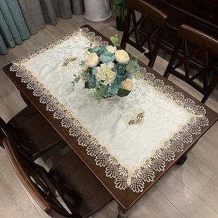 7y欧式茶几蕾丝布艺桌布长方形家用饭桌茶几垫餐桌奢华美式台布