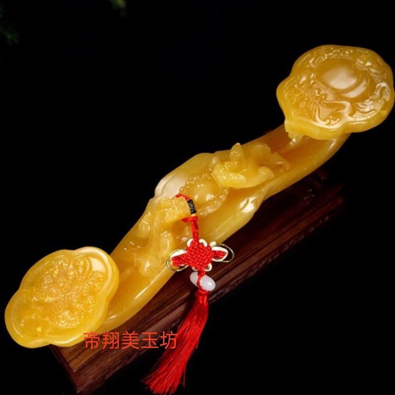 米人生如意摆件家居办公装饰貔貅摆件祝寿黄玉如意摆件