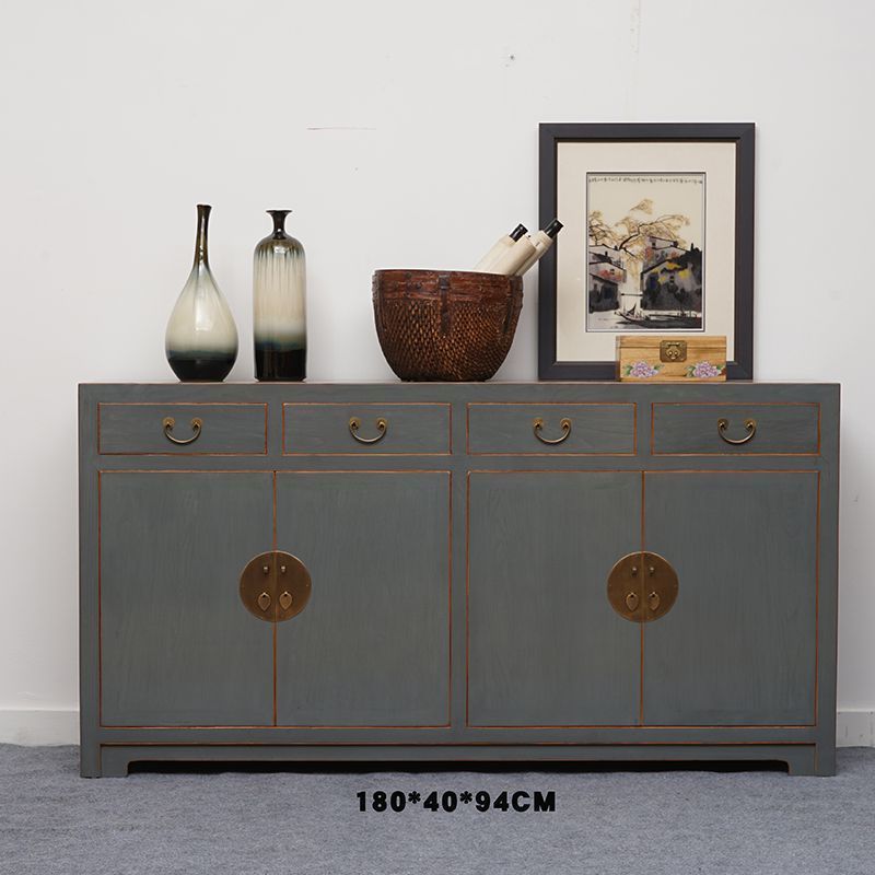 中式全实木餐边柜榆木仿古描金厨房餐边柜储物柜可用茶水柜可现货