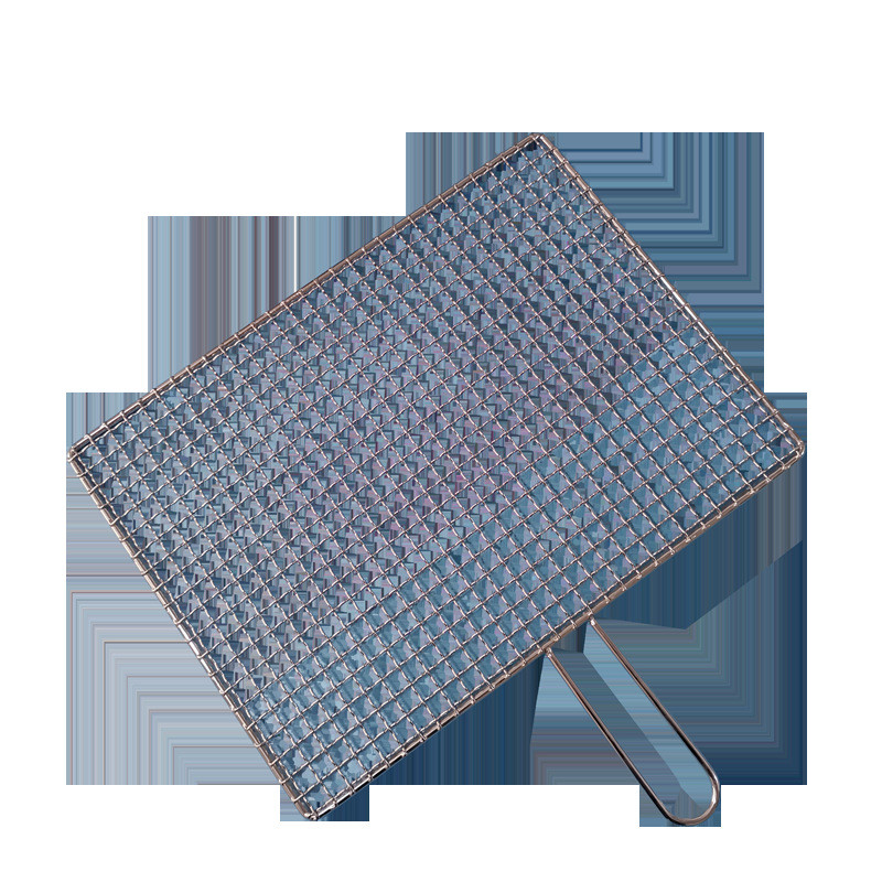 x1aw304烤烧烤网片单手柄烧烤网格带把手加粗加厚烤网不锈钢