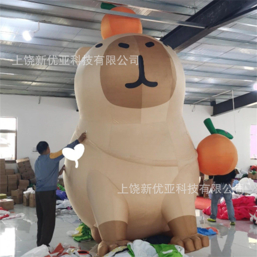 充气豚个好柿水豚豚鼠气模卡柿子卡动物皮拉水果气模商场户外景区