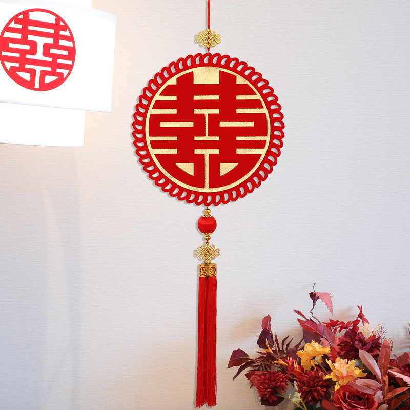 qd4d结婚用品大全植绒喜字贴可悬挂装扮婚礼婚庆婚房布置场景门喜