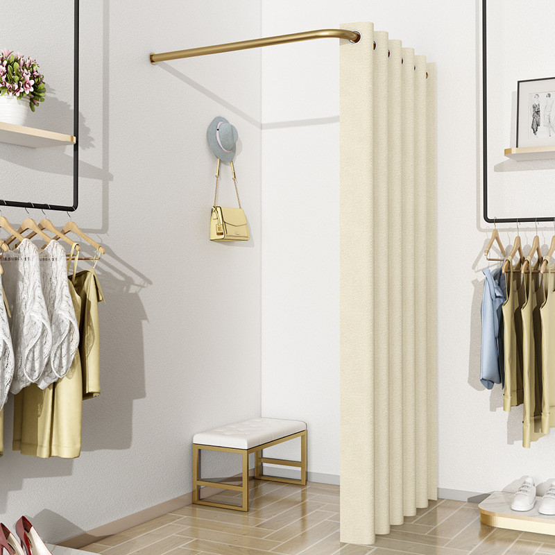 型L型C型弧形试衣间门帘轨道杆子服装店更衣室架子挂杆墙角