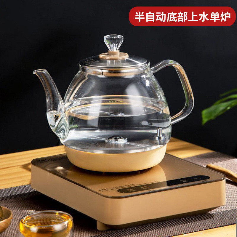 全自动底部上水电热烧水壶抽水式保温一体玻璃单炉家用茶台泡茶